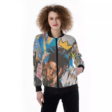 Load image into Gallery viewer, All-Over Print Women&#39;s Ribbed Stand-up Collar Jacket
