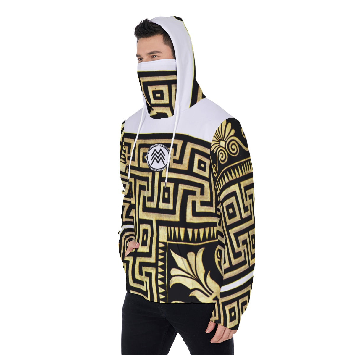 All-Over Print Men's Heavy Fleece Hoodie With Mask